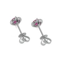 0.65 Ct.Tw. Pink Sapphire and Natural Diamond Pave Earrings, 18K White Gold Image