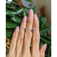 0.65&nbsp;Ct.Tw.Total Carat Weight Pink Sapphire and Natural Diamond Pave Earrings, 18K White Gold Life Style