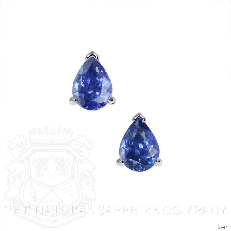 1.60 Ct.Tw. Blue Sapphire Studs Earrings, 14K White Gold