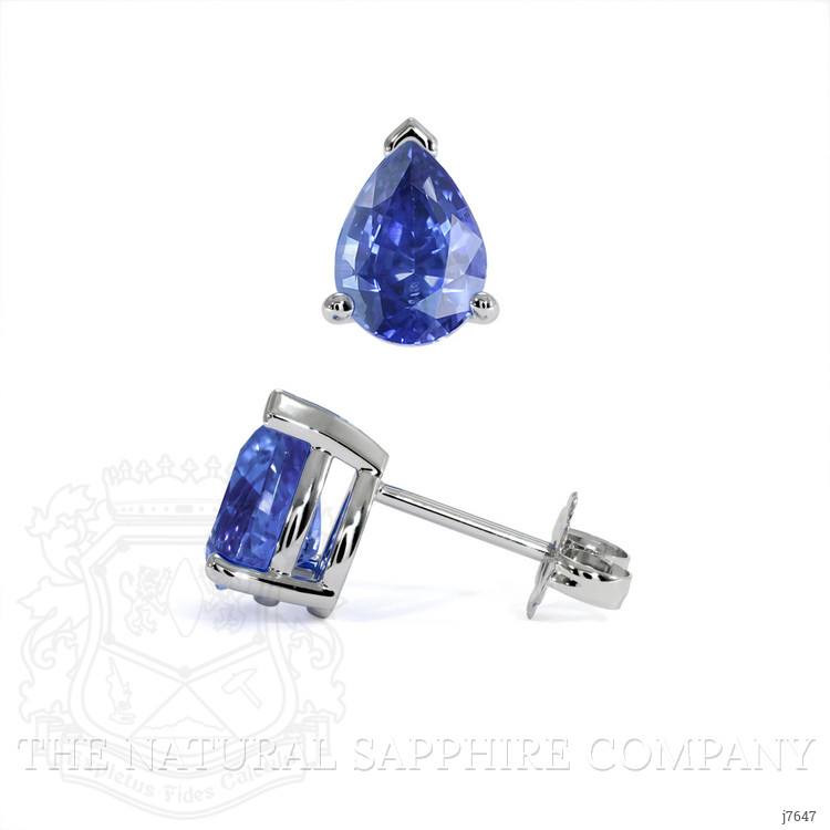 1.60 Ct.Tw. Blue Sapphire Studs Earrings, 14K White Gold