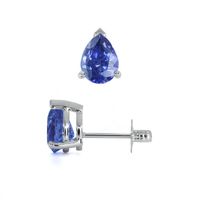 1.60 Ct.Tw.Total Carat Weight Sapphire Studs Earrings, 14K White Gold Image