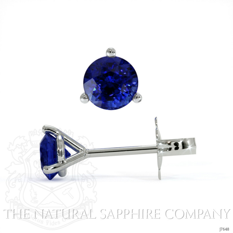 1.00 Ct.Tw. Blue Sapphire Studs Earrings, 14K White Gold