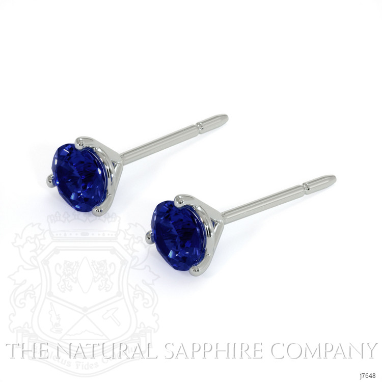 1.00 Ct.Tw. Blue Sapphire Studs Earrings, 14K White Gold