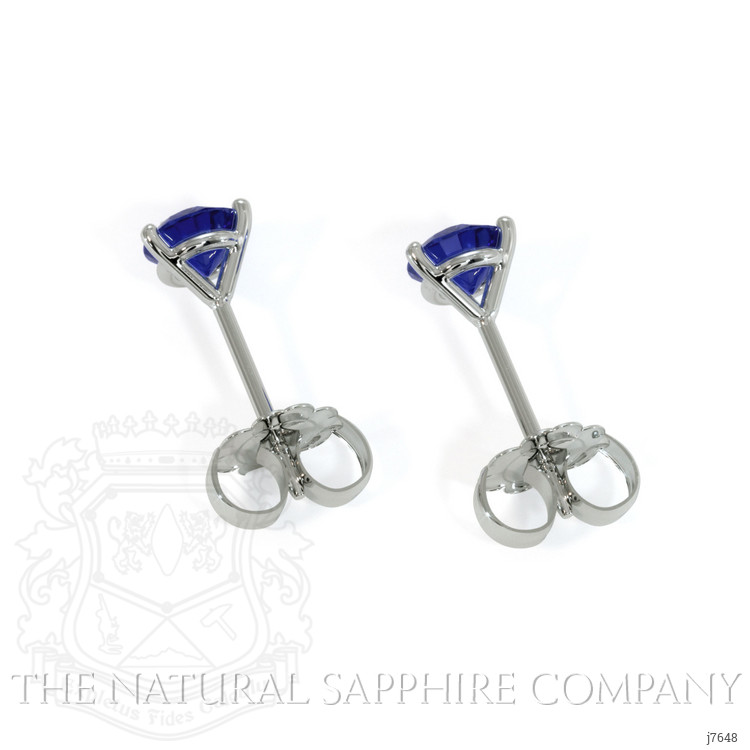1.00 Ct.Tw. Blue Sapphire Studs Earrings, 14K White Gold