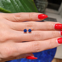 1.00 Ct.Tw. Blue Sapphire Studs Earrings, 14K White Gold Life Style