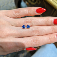 1.00 Ct.Tw. Blue Sapphire Studs Earrings, 14K White Gold Life Style