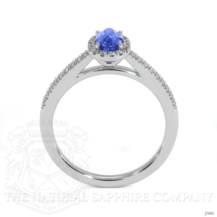 0.50 Ct. Blue Sapphire and Natural Diamond Pave Ring, 18K White Gold