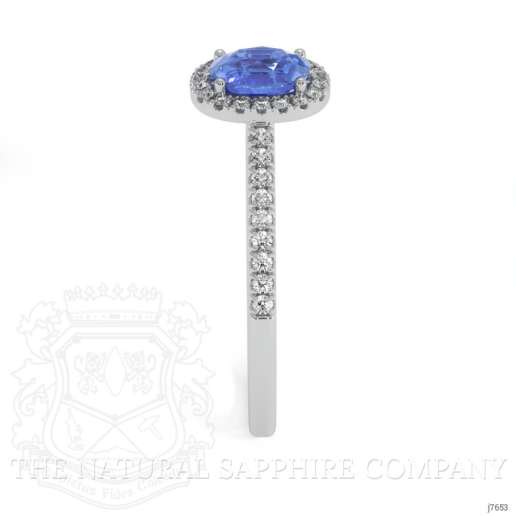 0.50 Ct. Blue Sapphire and Natural Diamond Pave Ring, 18K White Gold