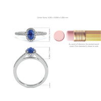 0.50 Ct. Blue Sapphire and Natural Diamond Pave Ring, 18K White Gold Image