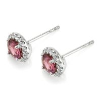 1.70 Ct.Tw. Pink Sapphire and Natural Diamond Pave Earrings, 18K White Gold Image