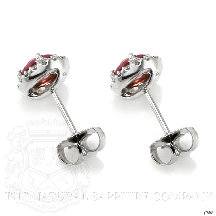 1.70 Ct.Tw. Pink Sapphire and Natural Diamond Pave Earrings, 18K White Gold