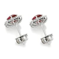1.74 Ct.Tw. Ruby Natural Diamond Halo Earrings, 18K White Gold Image