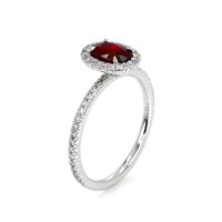 0.80 Ct. Ruby and Diamond Pave Ring, 18K White Gold Image