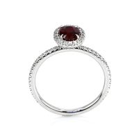 0.80 Ct. Ruby and Diamond Pave Ring, 18K White Gold Image