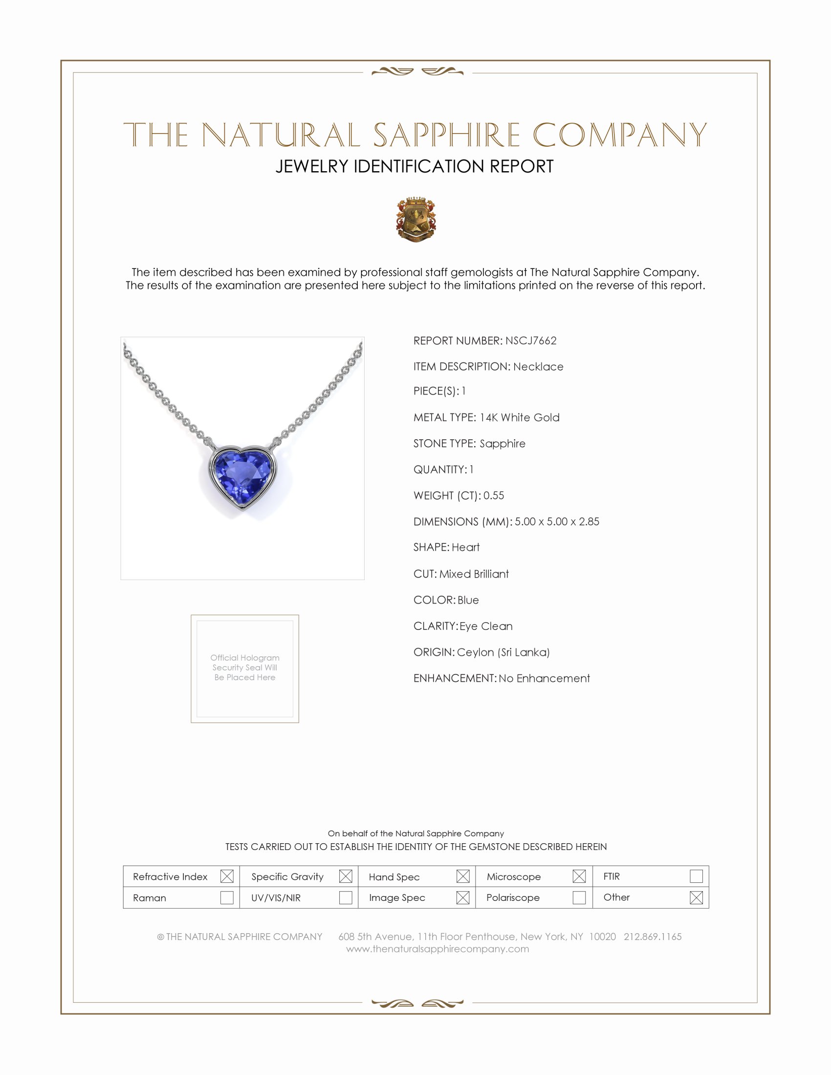 0.55 Ct. Blue Sapphire Bezel Necklace, 14K White Gold