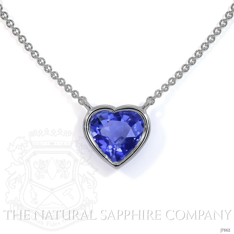 0.55 Ct. Blue Sapphire Bezel Necklace, 14K White Gold