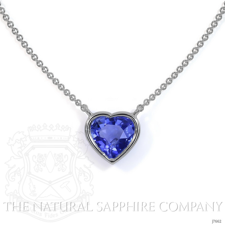 0.55 Ct. Blue Sapphire Bezel Necklace, 14K White Gold