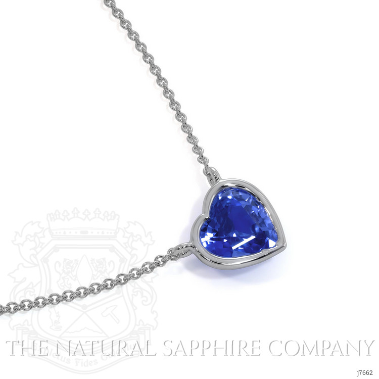 0.55 Ct. Blue Sapphire Bezel Necklace, 14K White Gold