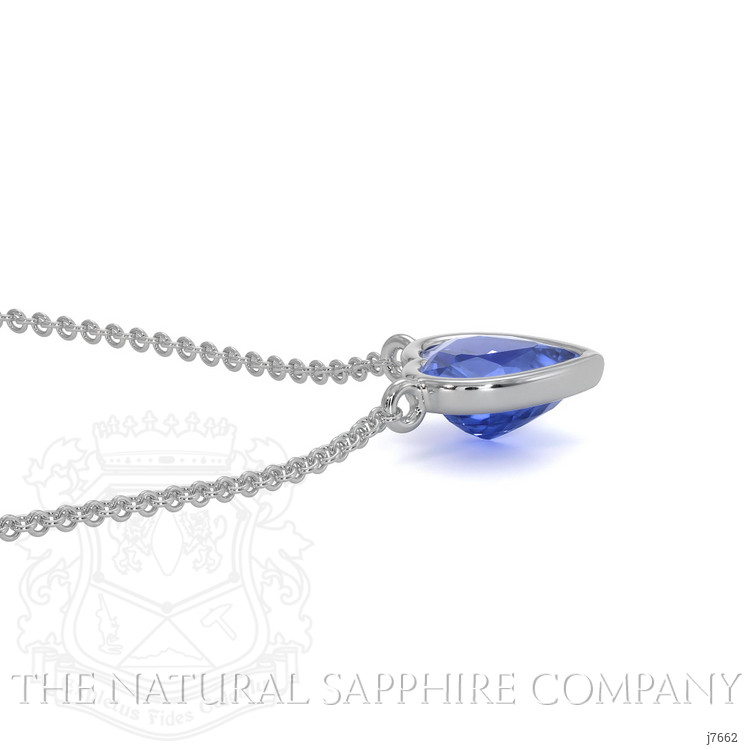 0.55 Ct. Blue Sapphire Bezel Necklace, 14K White Gold