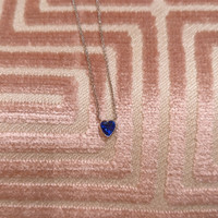 0.55 Ct. Blue Sapphire Bezel Necklace, 14K White Gold Life Style