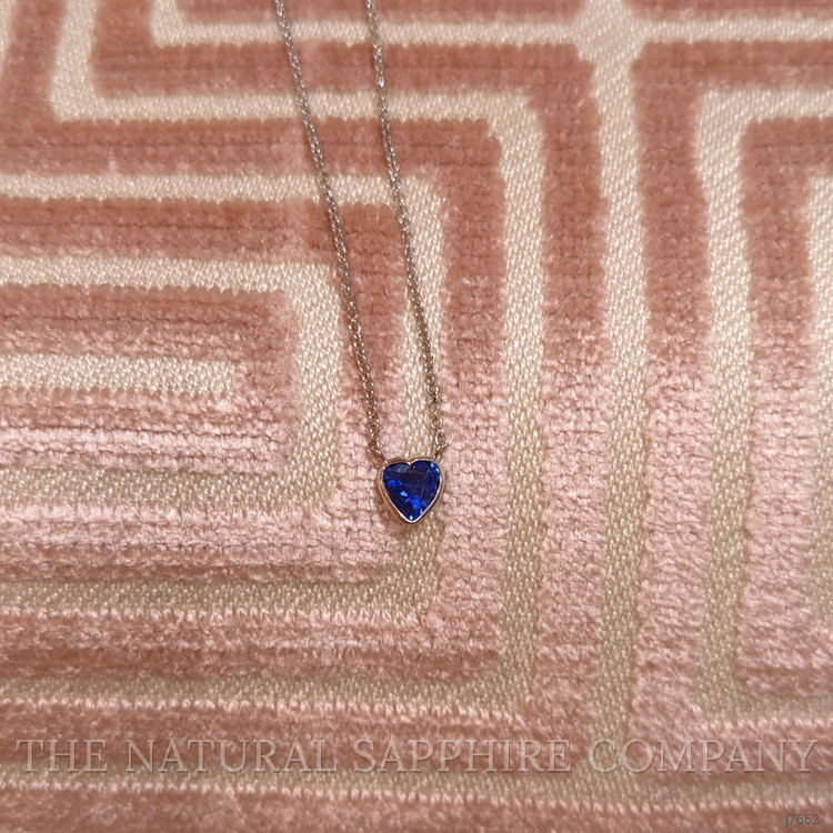 0.55 Ct. Blue Sapphire Bezel Necklace, 14K White Gold