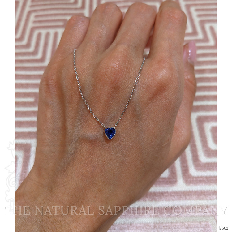 0.55 Ct. Blue Sapphire Bezel Necklace, 14K White Gold