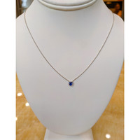 0.55 Ct. Blue Sapphire Bezel Necklace, 14K White Gold Life Style