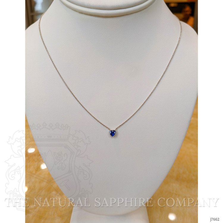 0.55 Ct. Blue Sapphire Bezel Necklace, 14K White Gold
