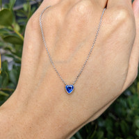 0.55 Ct. Blue Sapphire Bezel Necklace, 14K White Gold Life Style