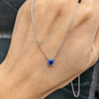 0.55 Ct. Blue Sapphire Bezel Necklace, 14K White Gold Life Style