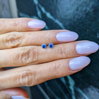 0.40&nbsp;Ct.Tw.Total Carat Weight Blue Sapphire Studs Earrings, 14K White Gold Life Style