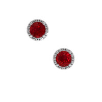 0.95 Ct.Tw. Ruby Natural Diamond Pave Earrings, 18K White Gold Video