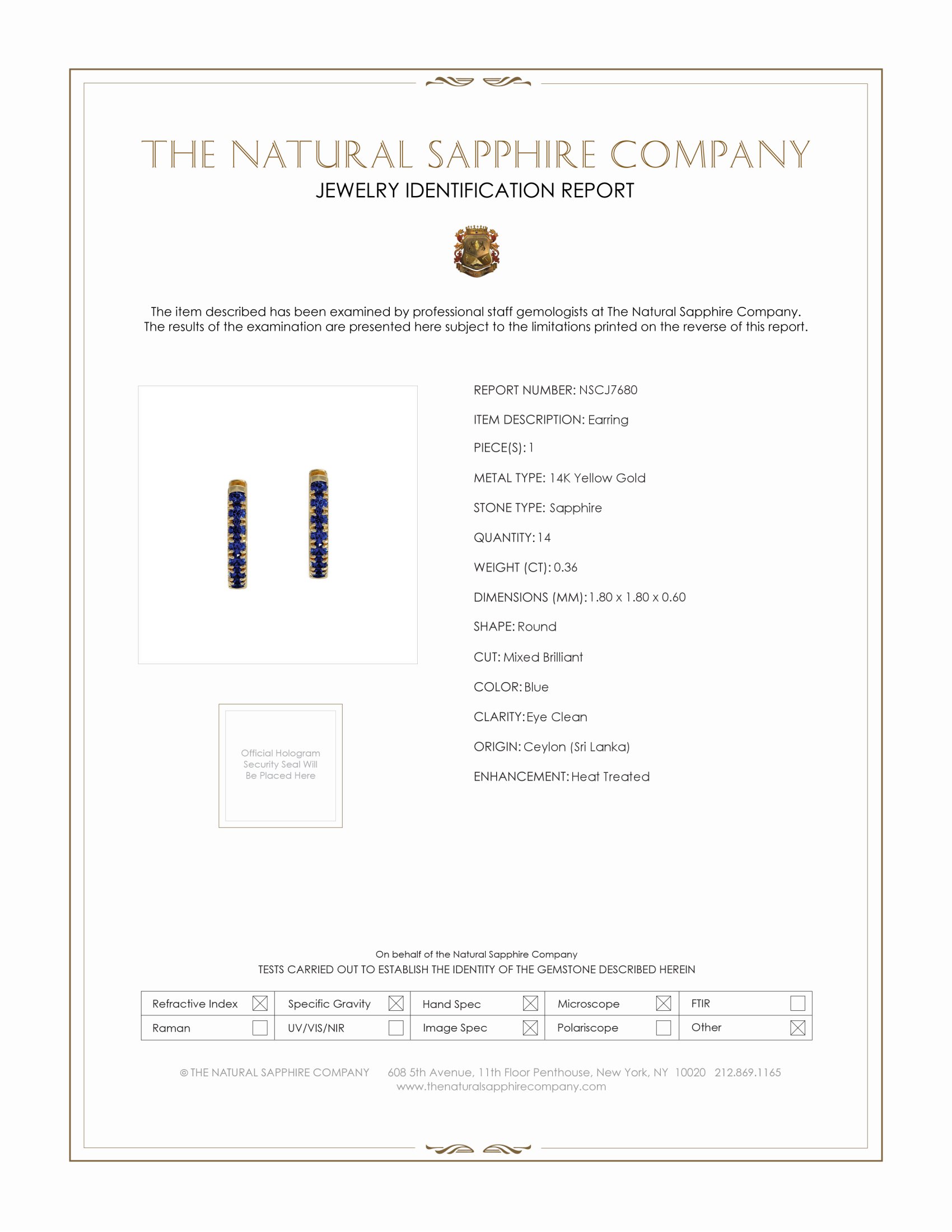 0.36 Ct.Tw. Blue Sapphire Pave Earrings, 14K Yellow Gold