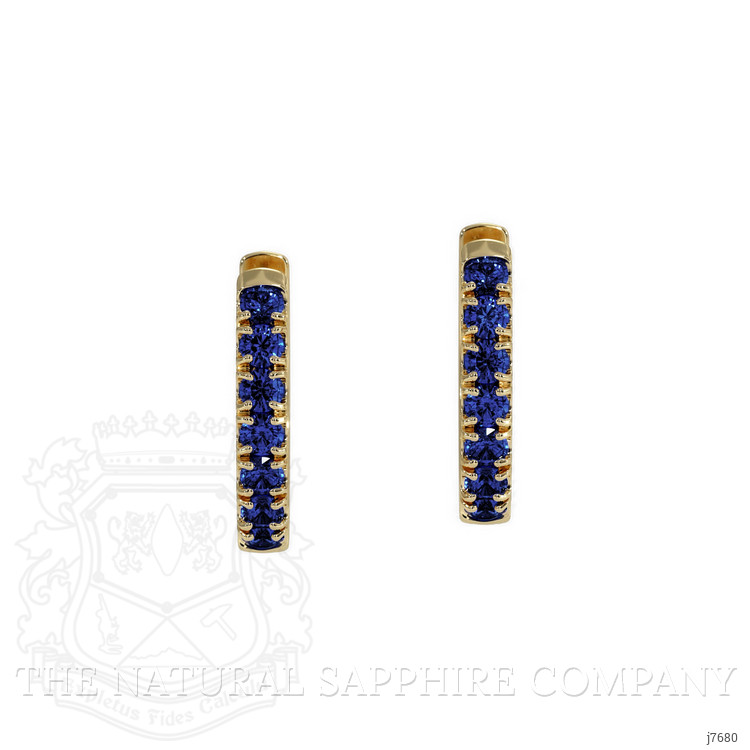 0.36 Ct.Tw. Blue Sapphire Pave Earrings, 14K Yellow Gold