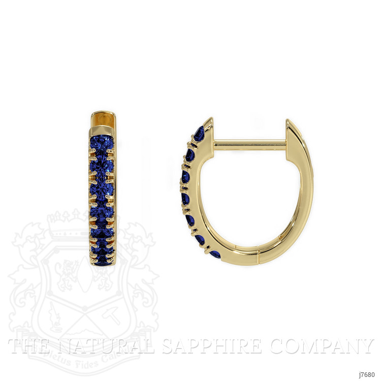 0.36 Ct.Tw. Blue Sapphire Pave Earrings, 14K Yellow Gold