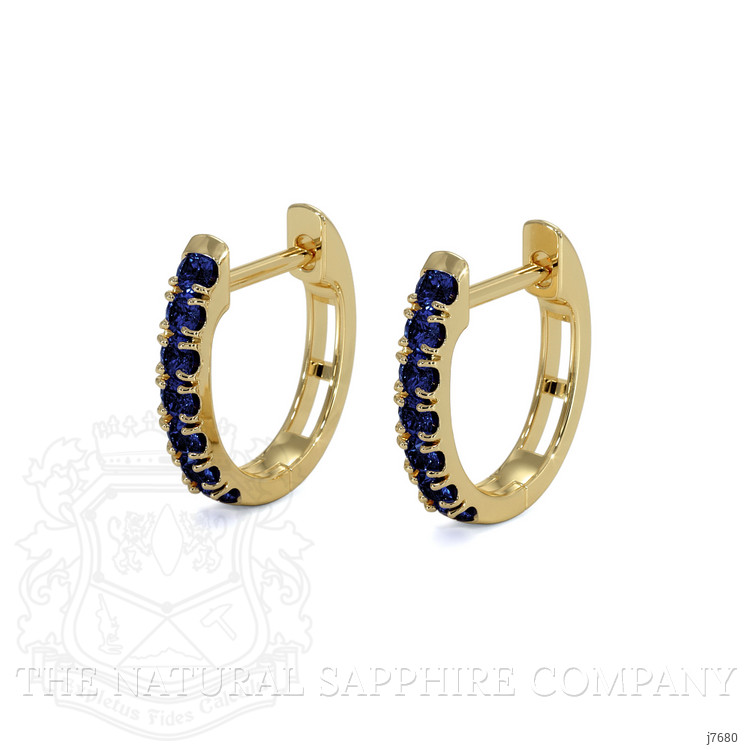 0.36 Ct.Tw. Blue Sapphire Pave Earrings, 14K Yellow Gold