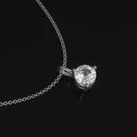 0.90 Ct. White Sapphire Solitaire Pendant, 14K White Gold Image