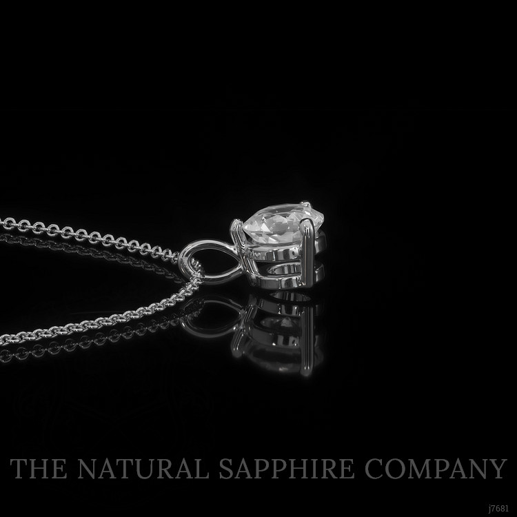 0.90 Ct. White Sapphire Solitaire Pendant, 14K White Gold