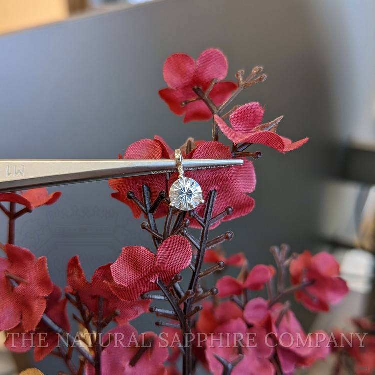 0.90 Ct. White Sapphire Solitaire Pendant, 14K White Gold