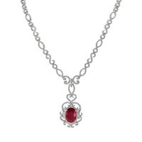 8.20 Ct. Ruby and Natural Diamond Antique Style Necklace, 18K White Gold Image