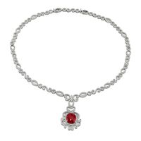 8.20 Ct. Ruby and Natural Diamond Antique Style Necklace, 18K White Gold Image