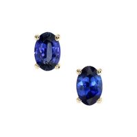 1.00 Ct.Tw. Blue Sapphire Studs Earrings, 14K Yellow Gold Video