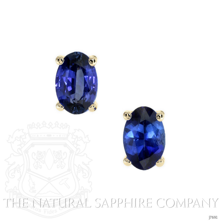 1.00 Ct.Tw. Blue Sapphire Studs Earrings, 14K Yellow Gold