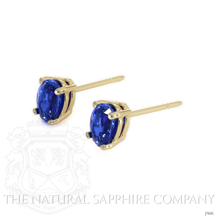 1.00 Ct.Tw. Blue Sapphire Studs Earrings, 14K Yellow Gold