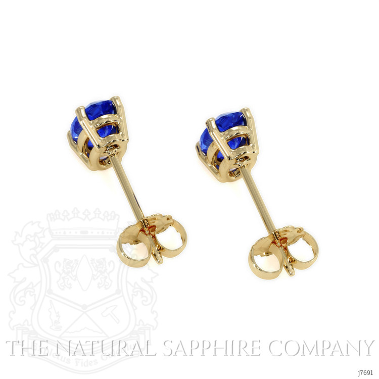1.00 Ct.Tw. Blue Sapphire Studs Earrings, 14K Yellow Gold