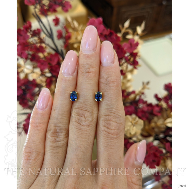 1.00 Ct.Tw. Blue Sapphire Studs Earrings, 14K Yellow Gold