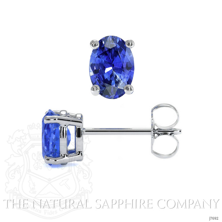 1.30 Ct.Tw. Blue Sapphire Studs Earrings, 14K White Gold