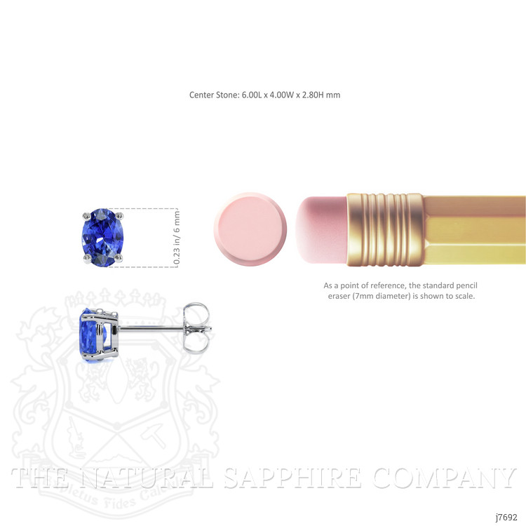 1.30 Ct.Tw. Blue Sapphire Studs Earrings, 14K White Gold