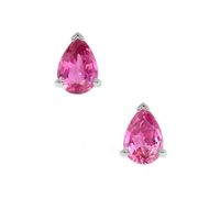 0.90 Ct.Tw. Pink Sapphire Studs Earrings, 14K White Gold Video