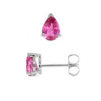0.90 Ct.Tw. Pink Sapphire Studs Earrings, 14K White Gold Image